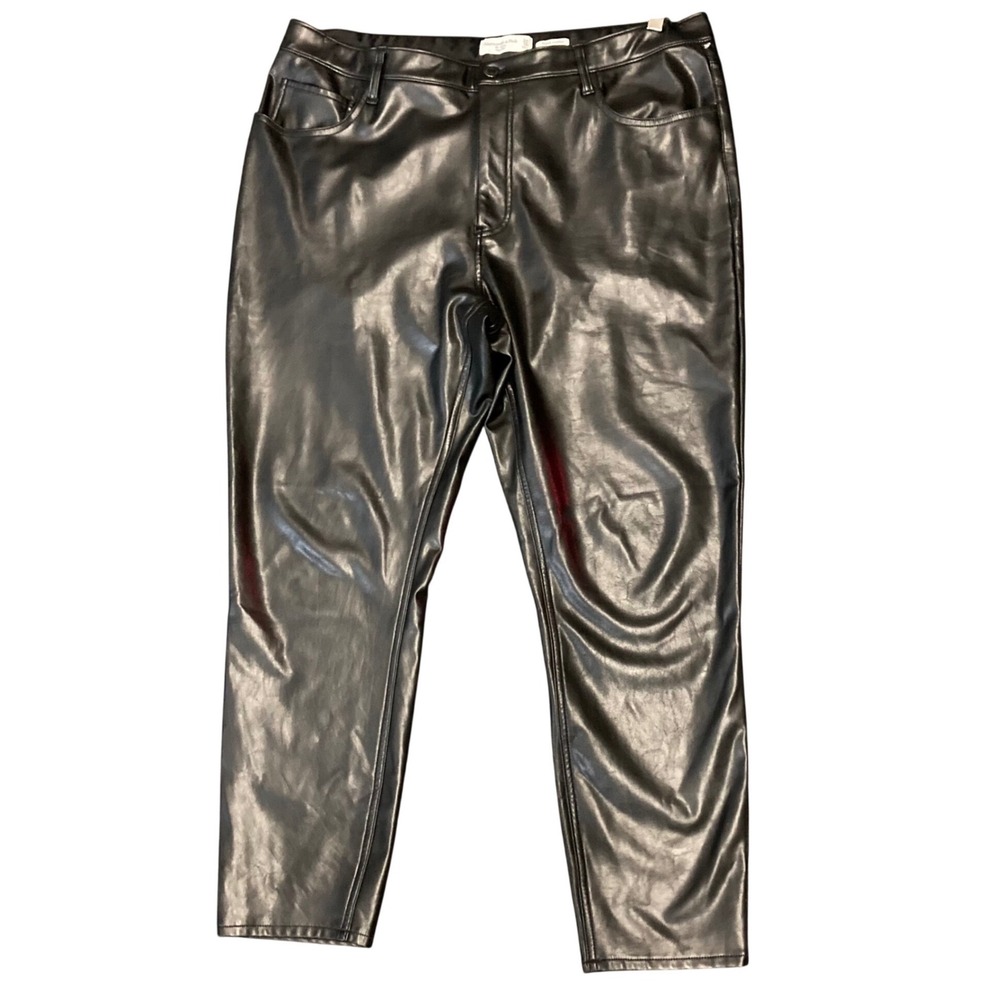 Abercrombie & Fitch The Skinny High Rise Vegan Leather Pants Black Womens 18R 34